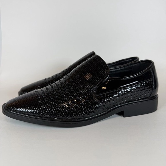 Formal Casual Men\'s Shoe-Glossy Black Textured Loafer-Non-Slip Sole/EU 42/ US 9 main image 6